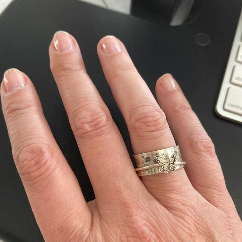 Sommerfugle Sølv Spinner Ring