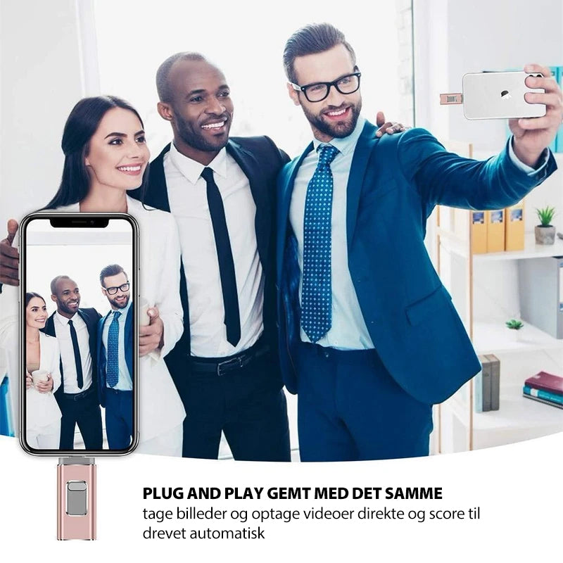 Bærbart USB-flashdrev til iPhone, iPad og Android