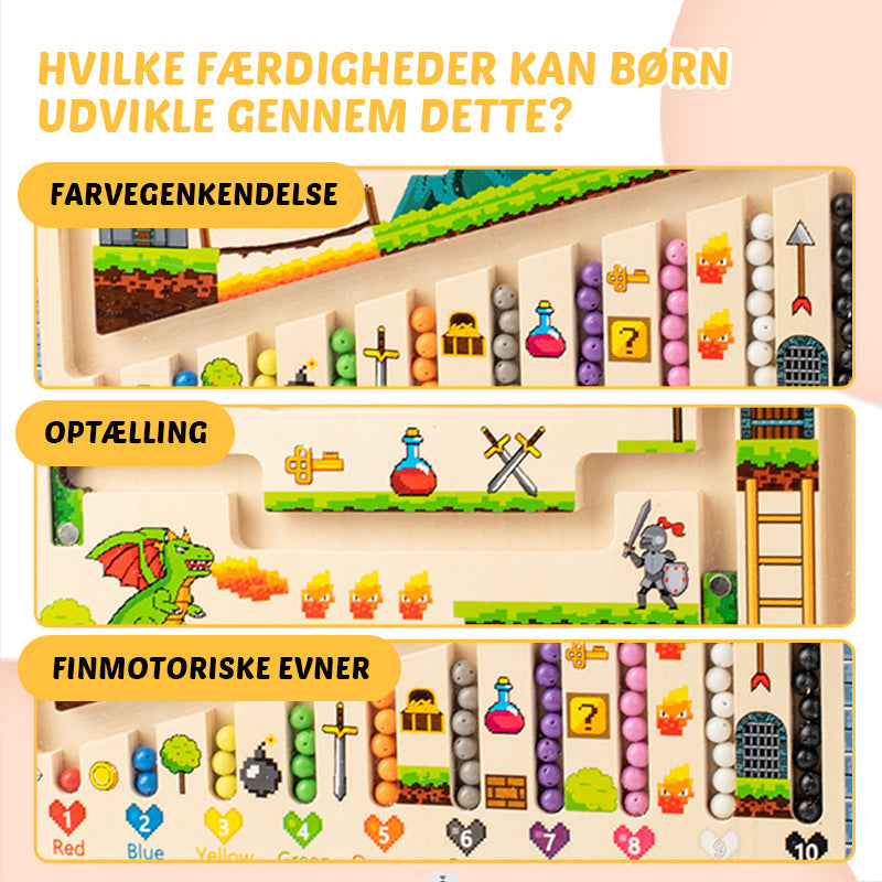 Labyrint med magnetiske farver og tal