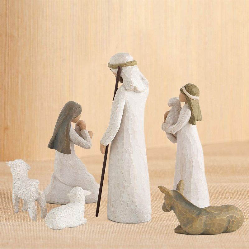 Willow Tree Nativity Figurines 6 PCs Resin Easter Ornament