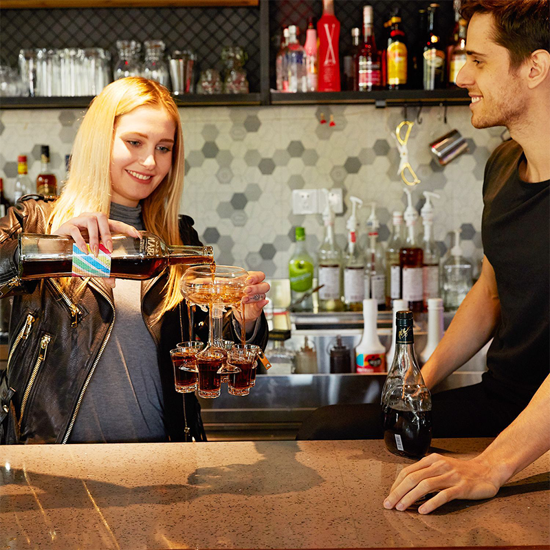 Dispenser og holder til 6 shotglas
