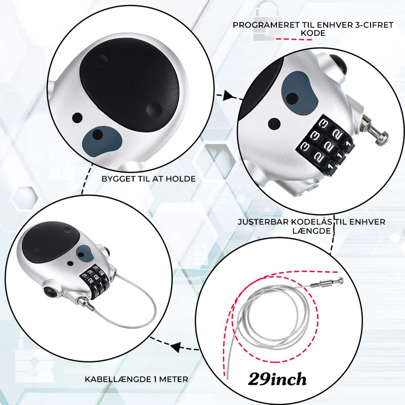 Tyverisikret teleskopisk kabellås
