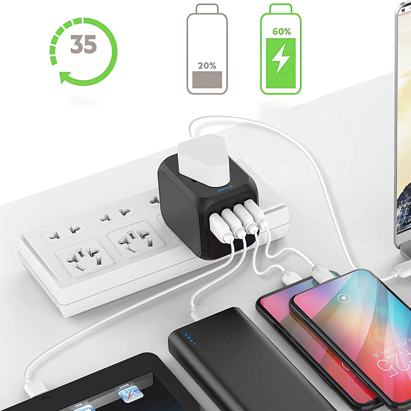Smart universal rejseadapter med spændingskonvertering