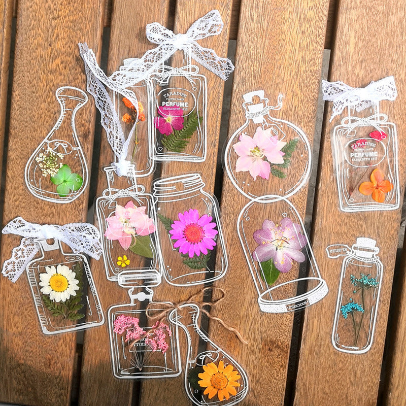 Gennemsigtige tørrede blomster bogmærker (30 stk)