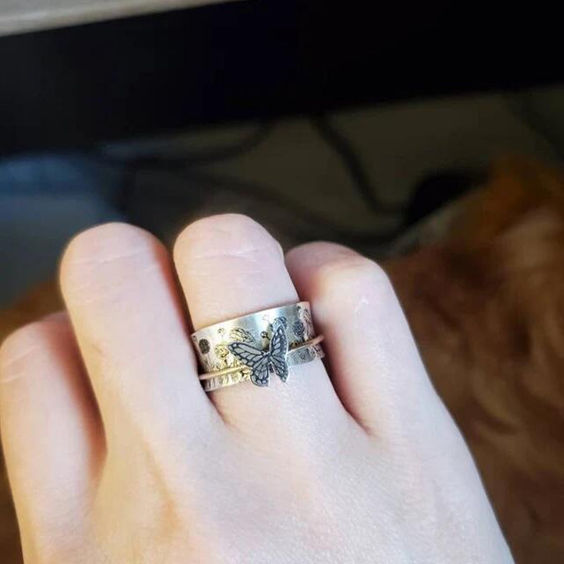 Sommerfugle Sølv Spinner Ring