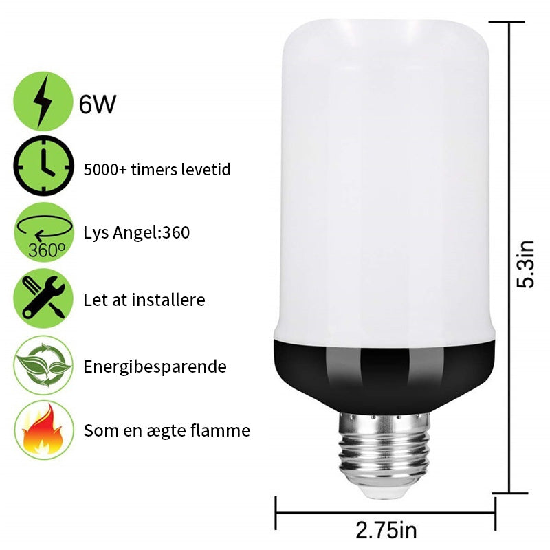 LED lyspære med flammeeffekt