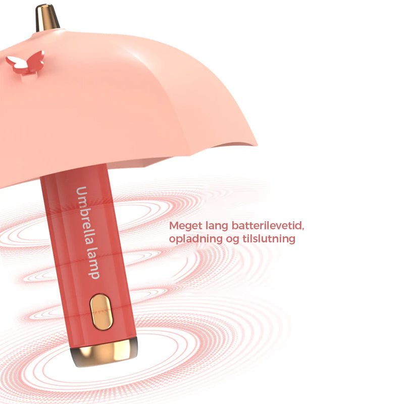 Mini paraplyformet natlampe med USB genopladeligt batteri