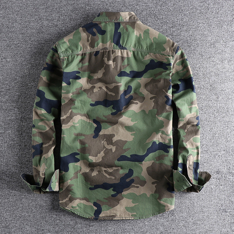 Langærmet arbejdsskjorte i camouflagetryk