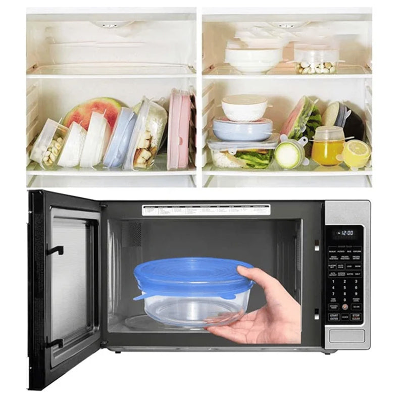 Strækbart silikonelåg til mad, 6 stk.