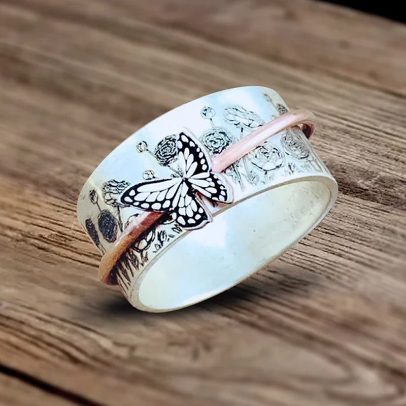 Sommerfugle Sølv Spinner Ring