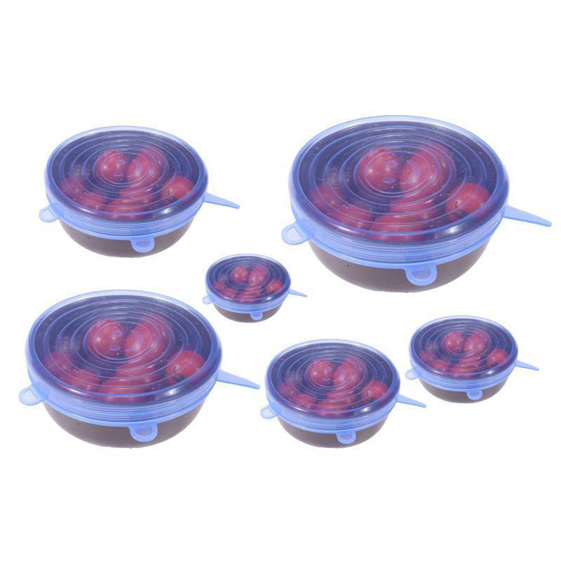 Strækbart silikonelåg til mad, 6 stk.