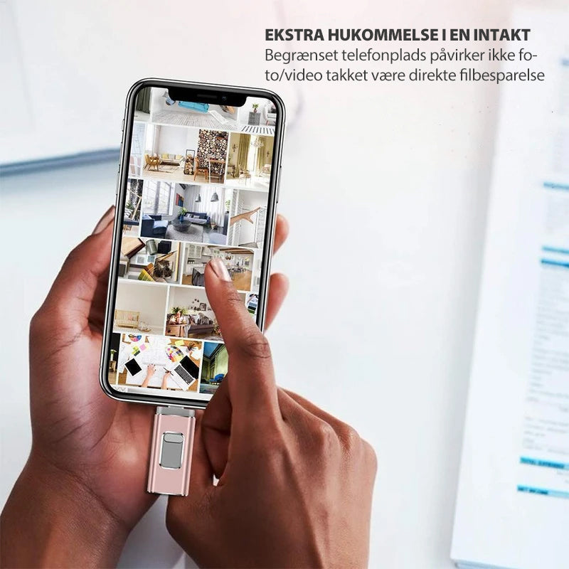 Bærbart USB-flashdrev til iPhone, iPad og Android