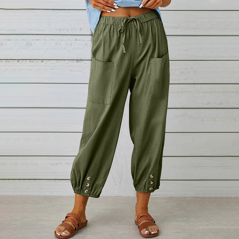 Loose trousers with a high waist