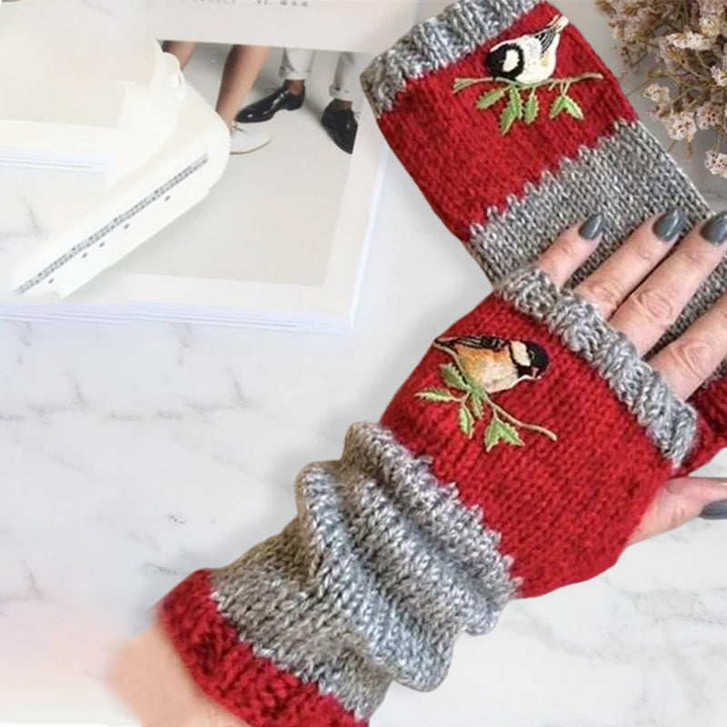 Varme patchwork-broderede handsker