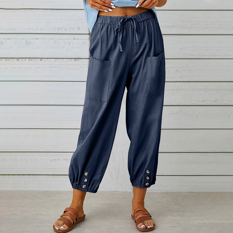 Loose trousers with a high waist