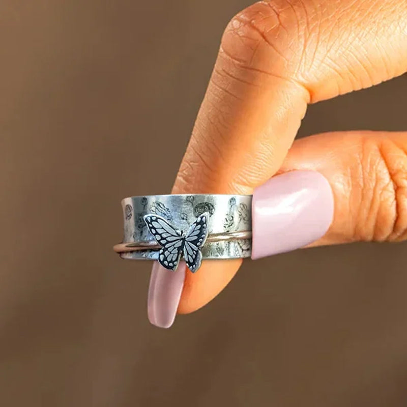 Sommerfugle Sølv Spinner Ring