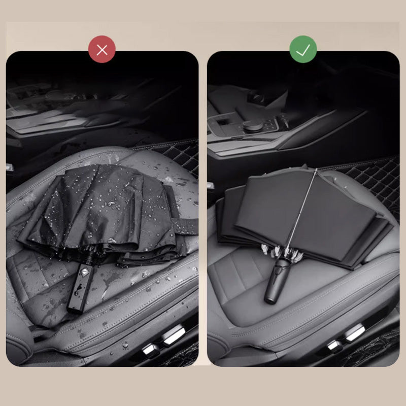 Trefoldig Selvåbnende og -lukkende paraply med spænde