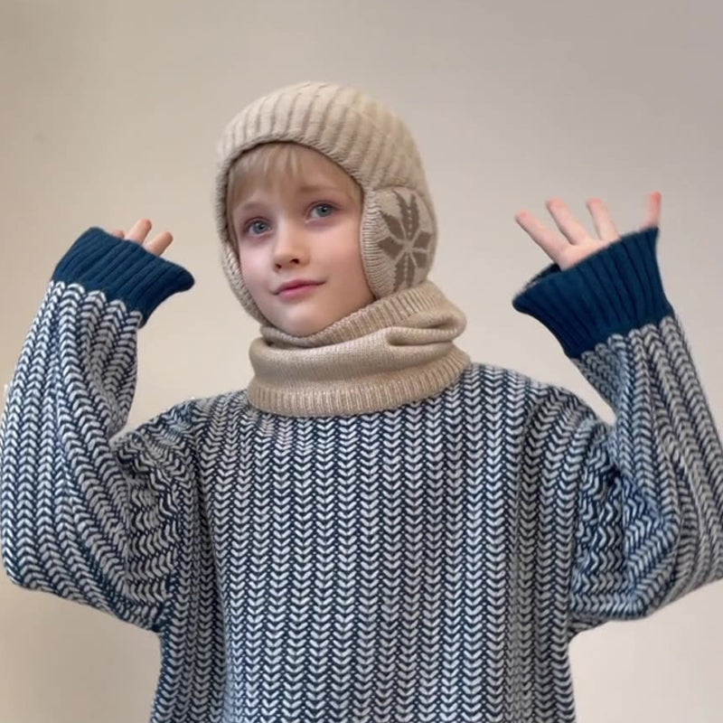Vintersæt i fleece - tørklæde og hue til børn