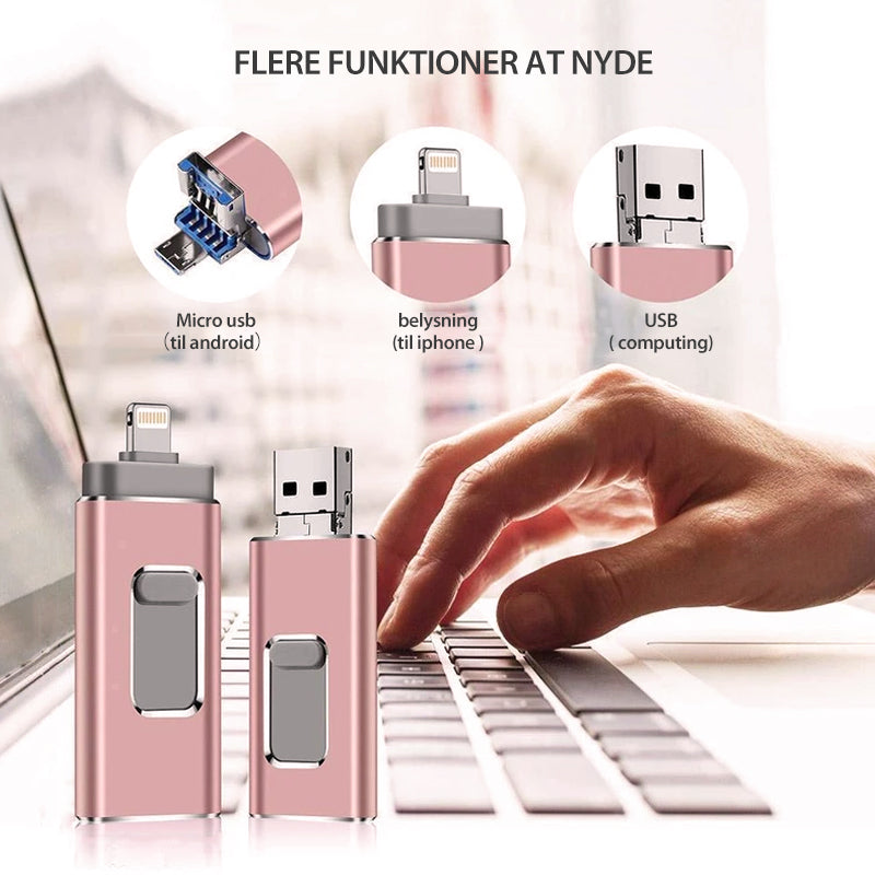 Bærbart USB-flashdrev til iPhone, iPad og Android
