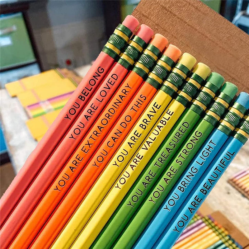 Blyantsæt med bekræftende beskeder ✏️ (10 stk)