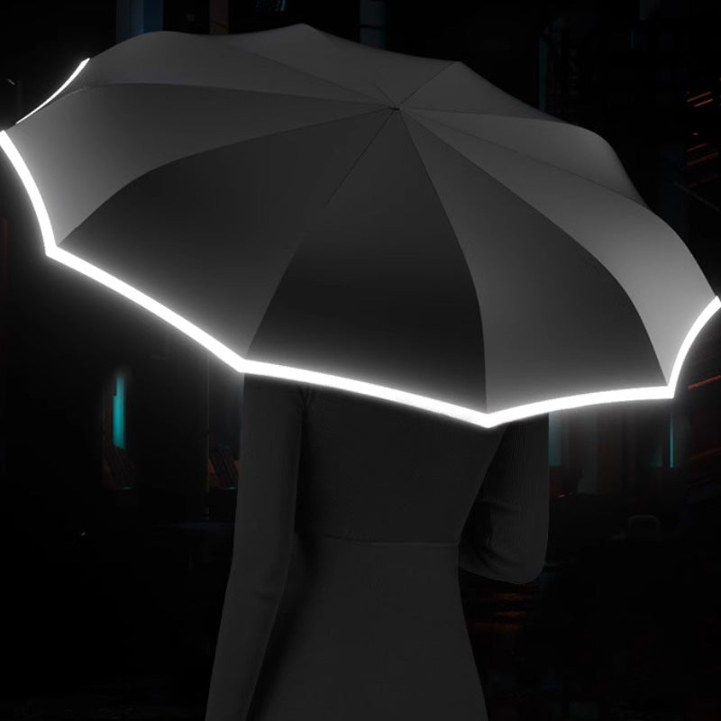 Trefoldig Selvåbnende og -lukkende paraply med spænde