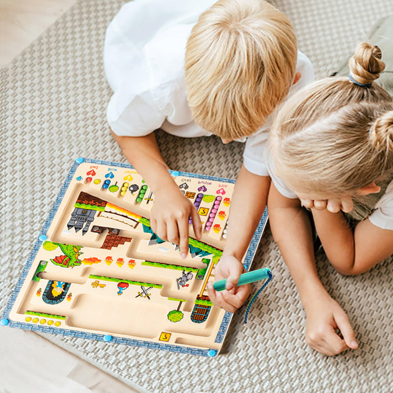Labyrint med magnetiske farver og tal