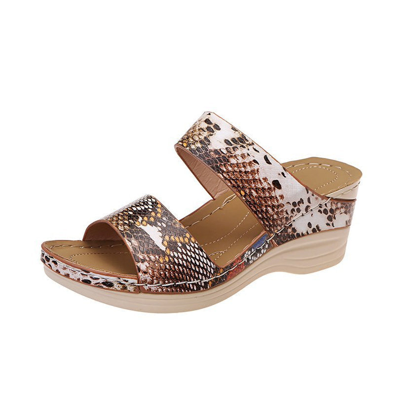 Casual sandaler med dyreprint til kvinder