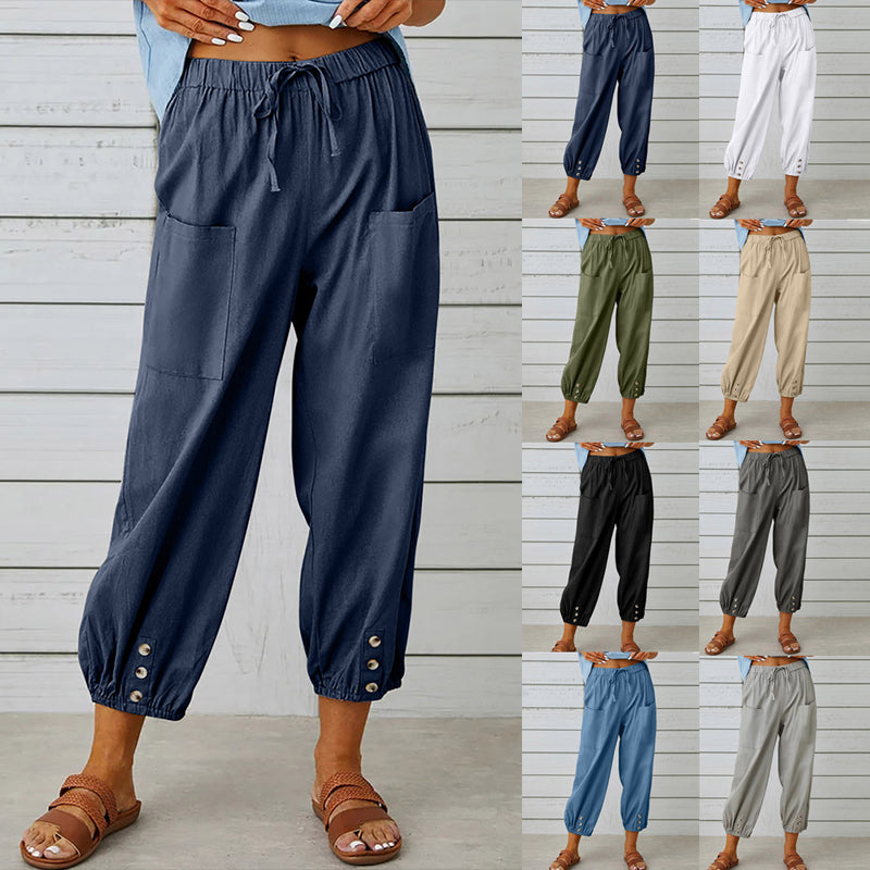 Loose trousers with a high waist