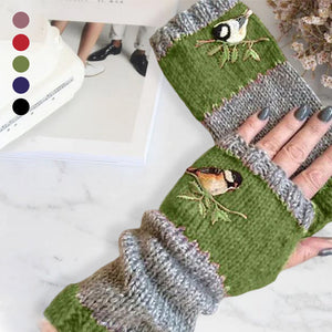 Varme patchwork-broderede handsker