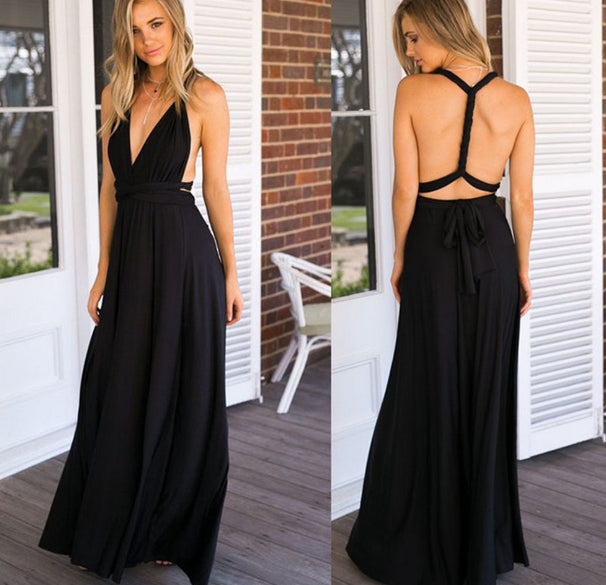 Rygløs kjole med bindestrop