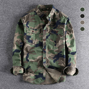 Langærmet arbejdsskjorte i camouflagetryk