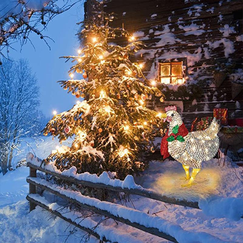 Lysende kylling med tørklæde juledekoration